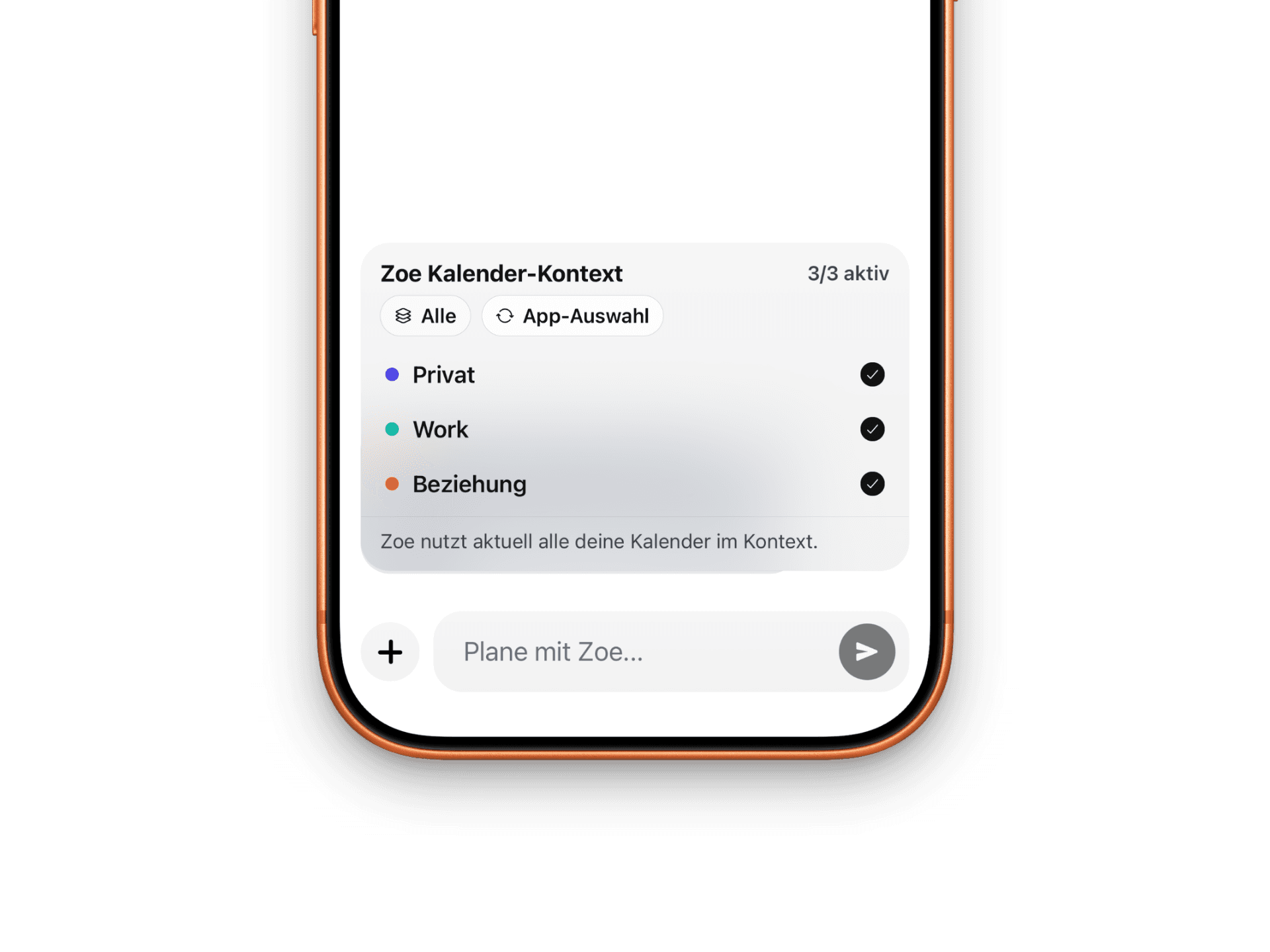 Zora KI – Kontextauswahl
